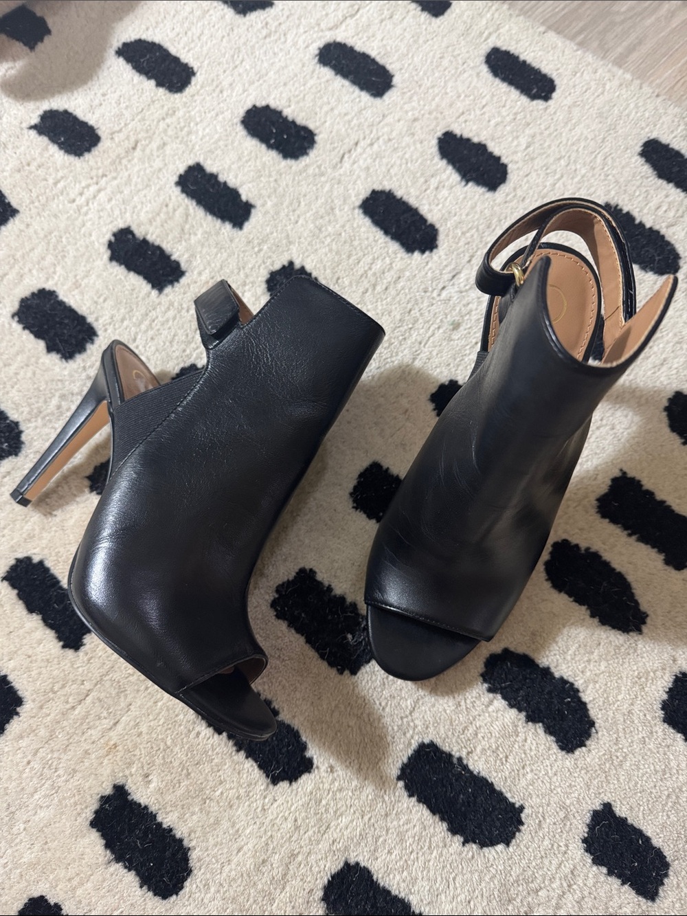 Calvin Klein Black Peep-Toe High-Heel Booties